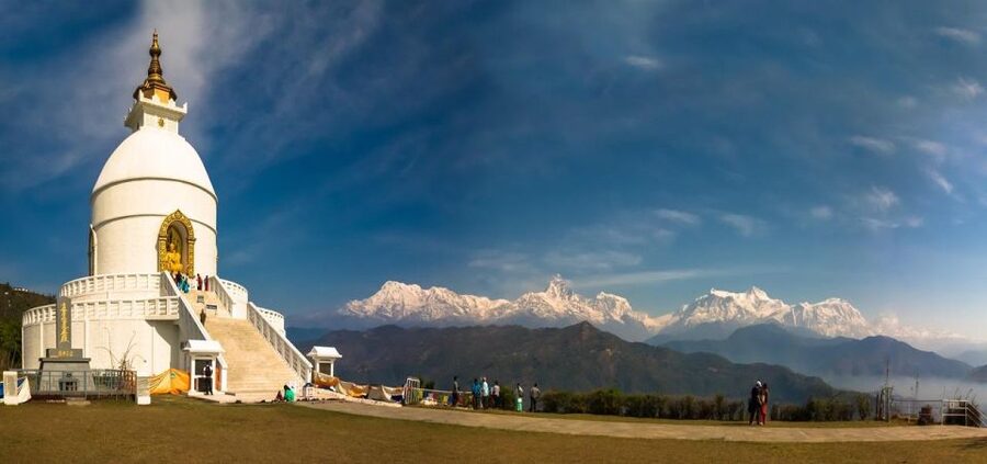 Pokhara: Pagoda, Waterfall & Cave – Private Short Trip - World Peace Pagoda: the viewpoint that sells the whole trip
